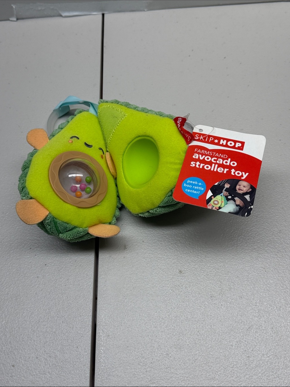Skip Hop Bright Green Avocado Stroller Toy with Rattle. NEW